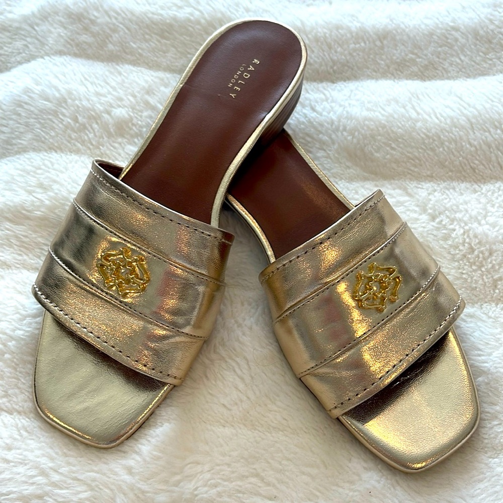 Gold LEATHER Radley London slip on sandals